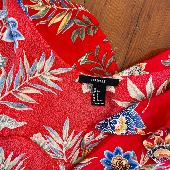 Red Floral Maxi Dress Off The Shoulder - Picture 3 of 3